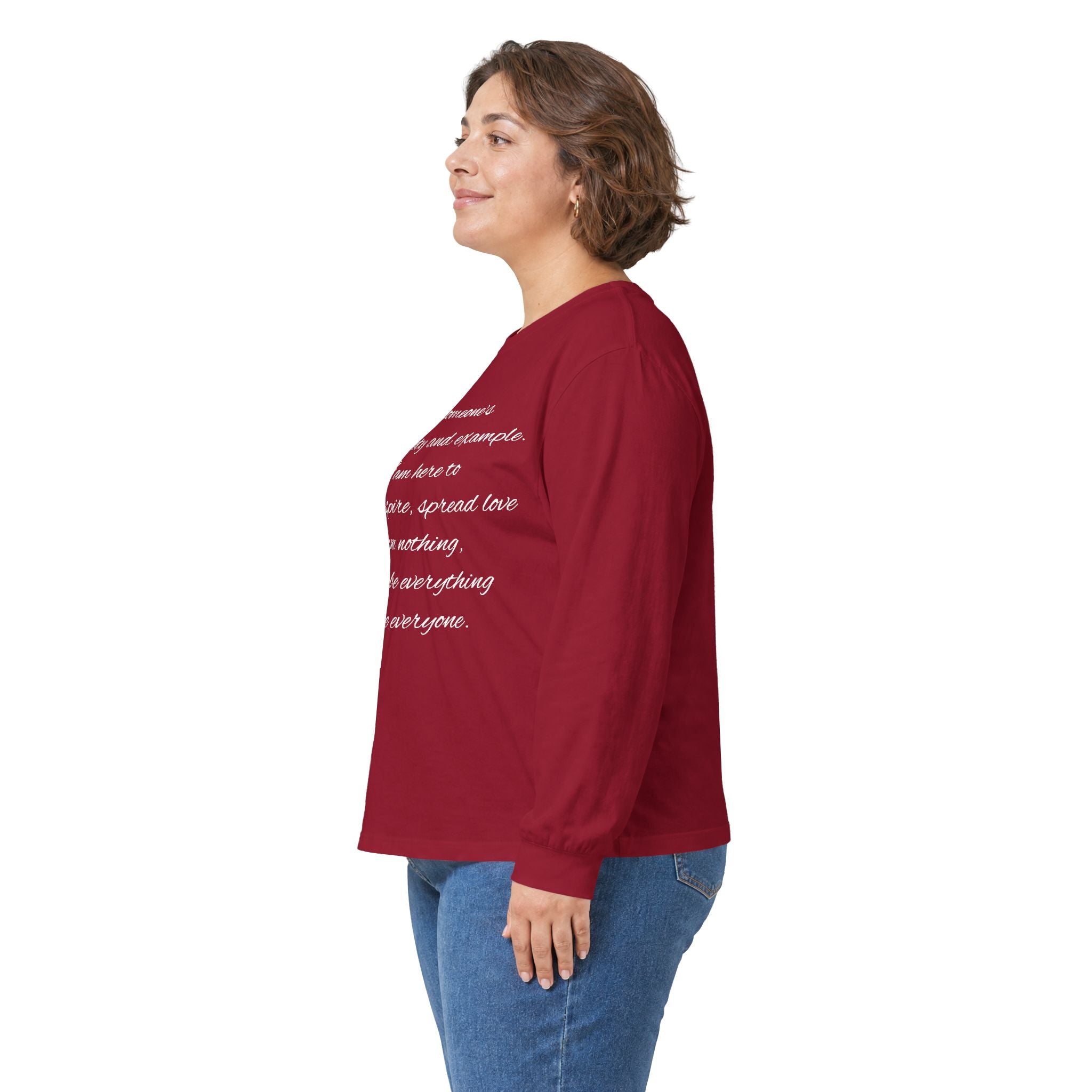 Long Sleeve Tee — Inspirational Script Quote “I am someone’s name, safety and example…”