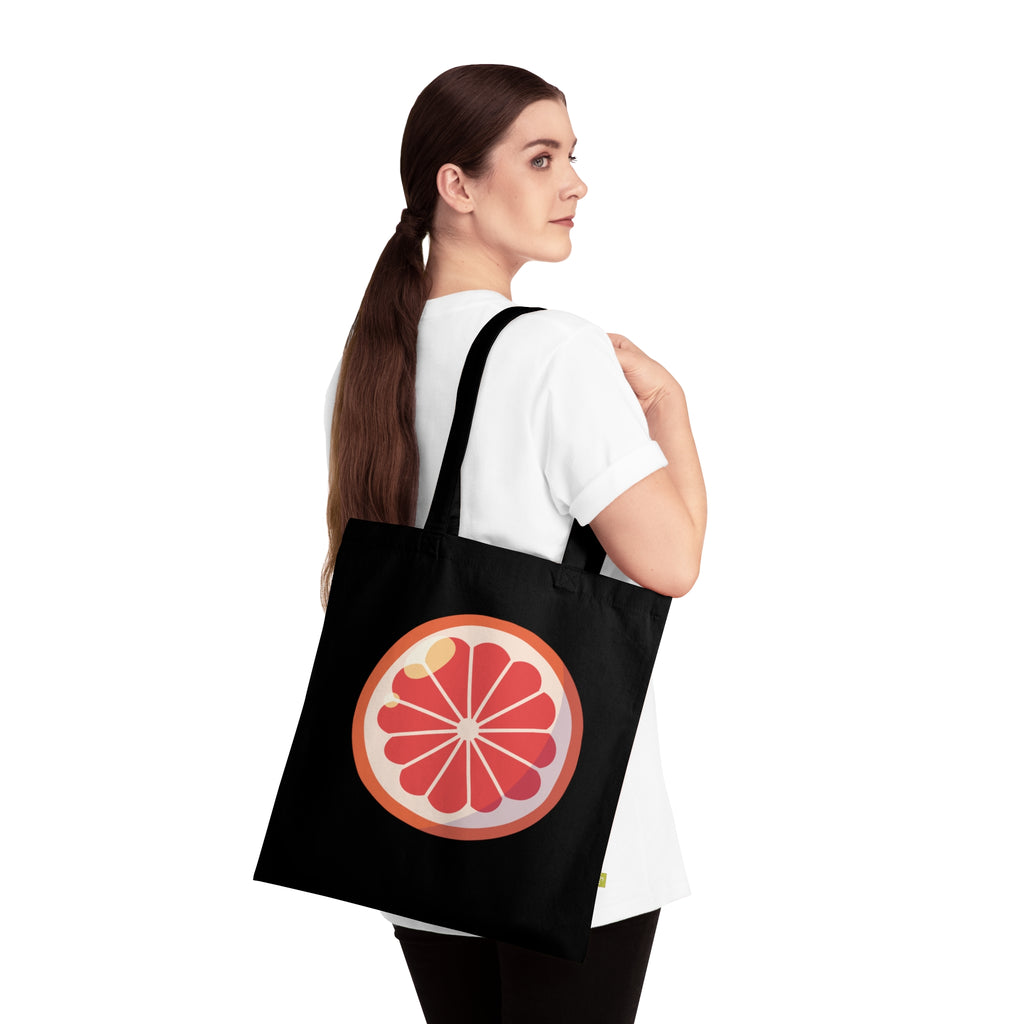 Tote Bag — Bright Pink Grapefruit Slice Organic Cotton Tote