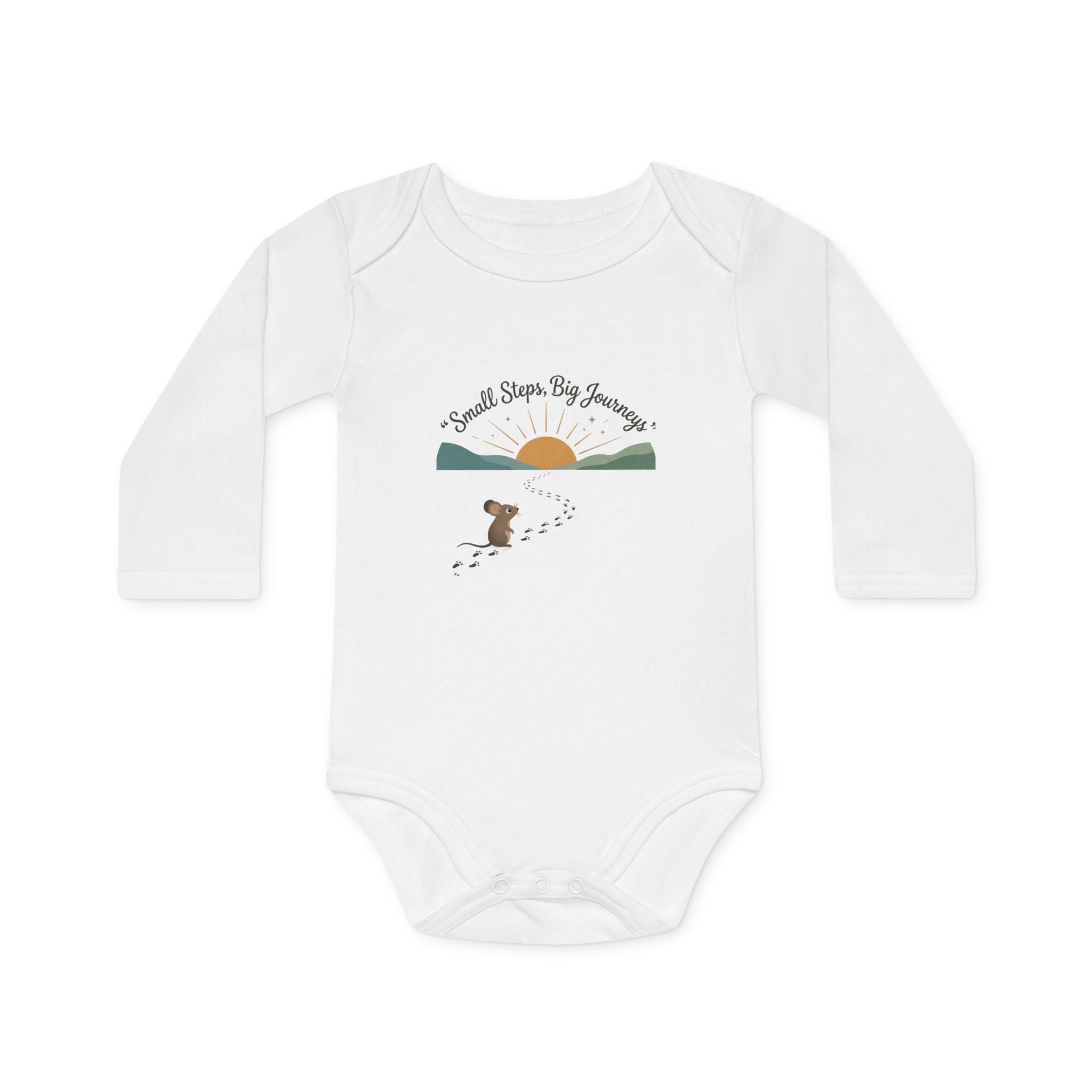 Baby Bodysuit “Small Steps, Big Journeys” Organic Long Sleeve