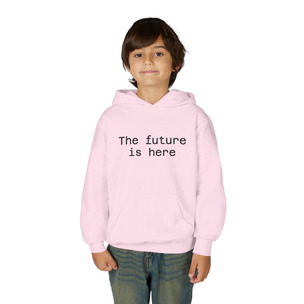 Youth Hoodie “The Future Is Here” Minimalist Slogan Sweatshirt