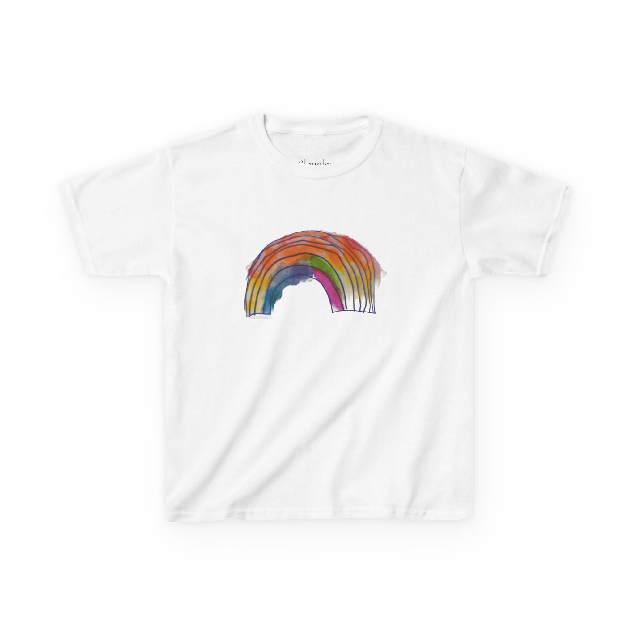 Kids Rainbow T‑Shirt — Hand‑Drawn Colorful Rainbow Tee for Children
