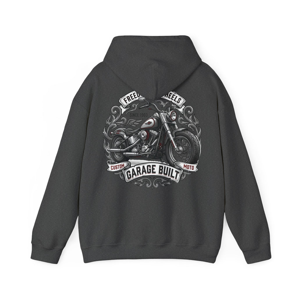 Garage Built Motorcycle Hoodie — Vintage Chopper Design