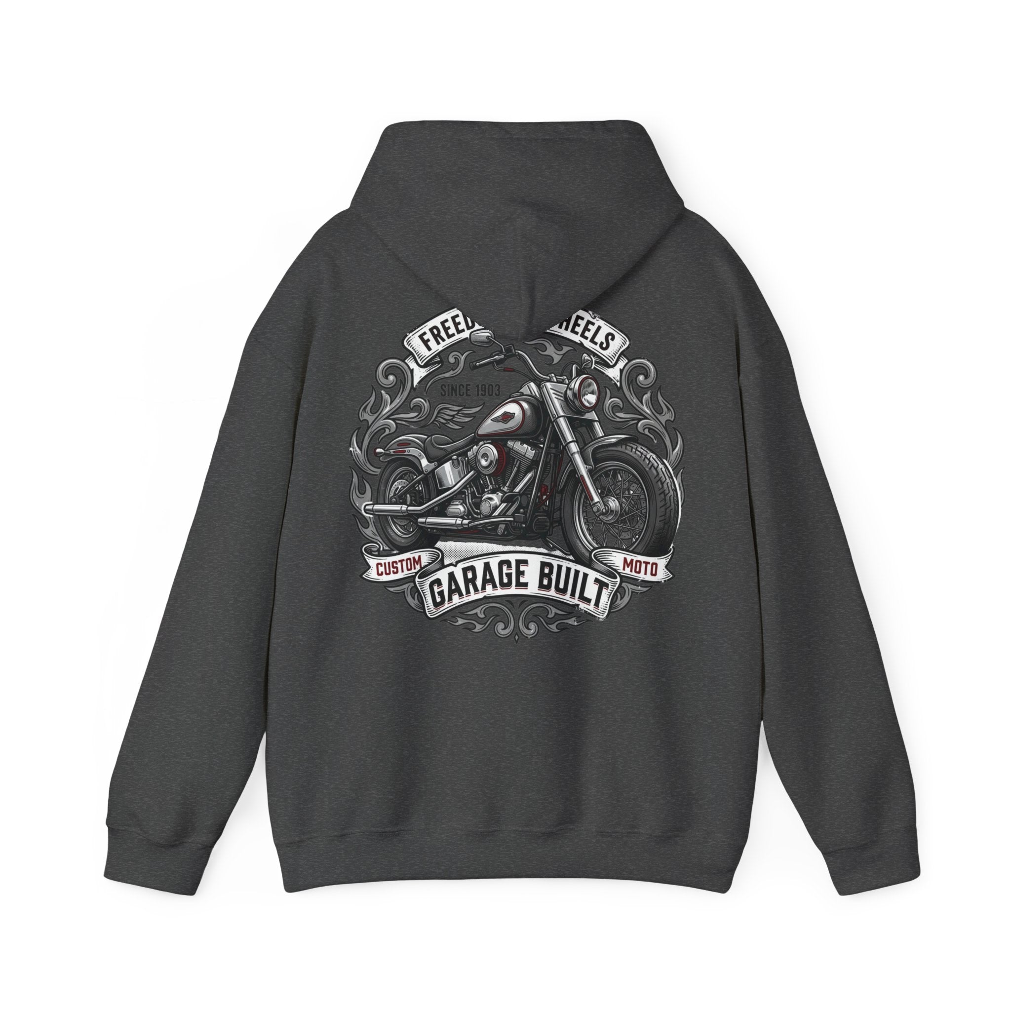 Garage Built Motorcycle Hoodie — Vintage Chopper Design