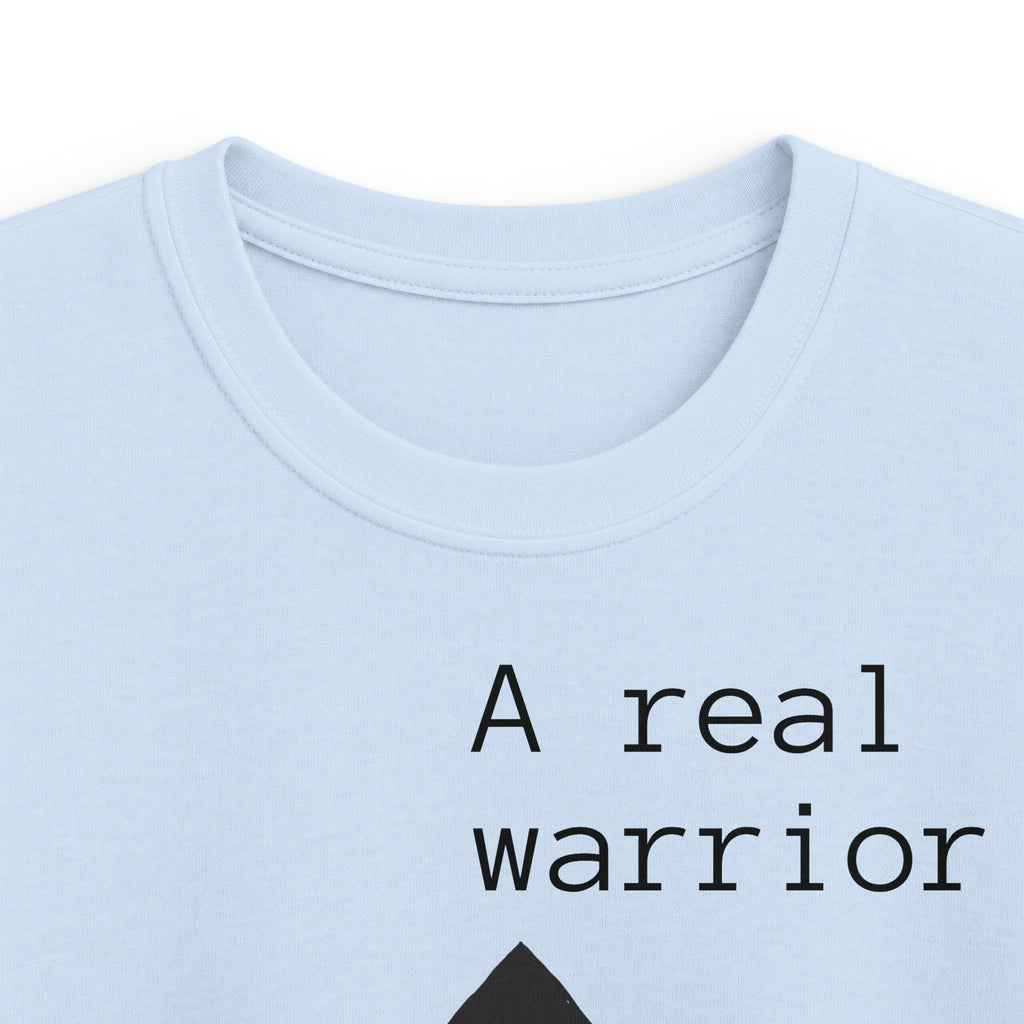 Kids Tee — "A Real Warrior" Spartan Helmet Graphic