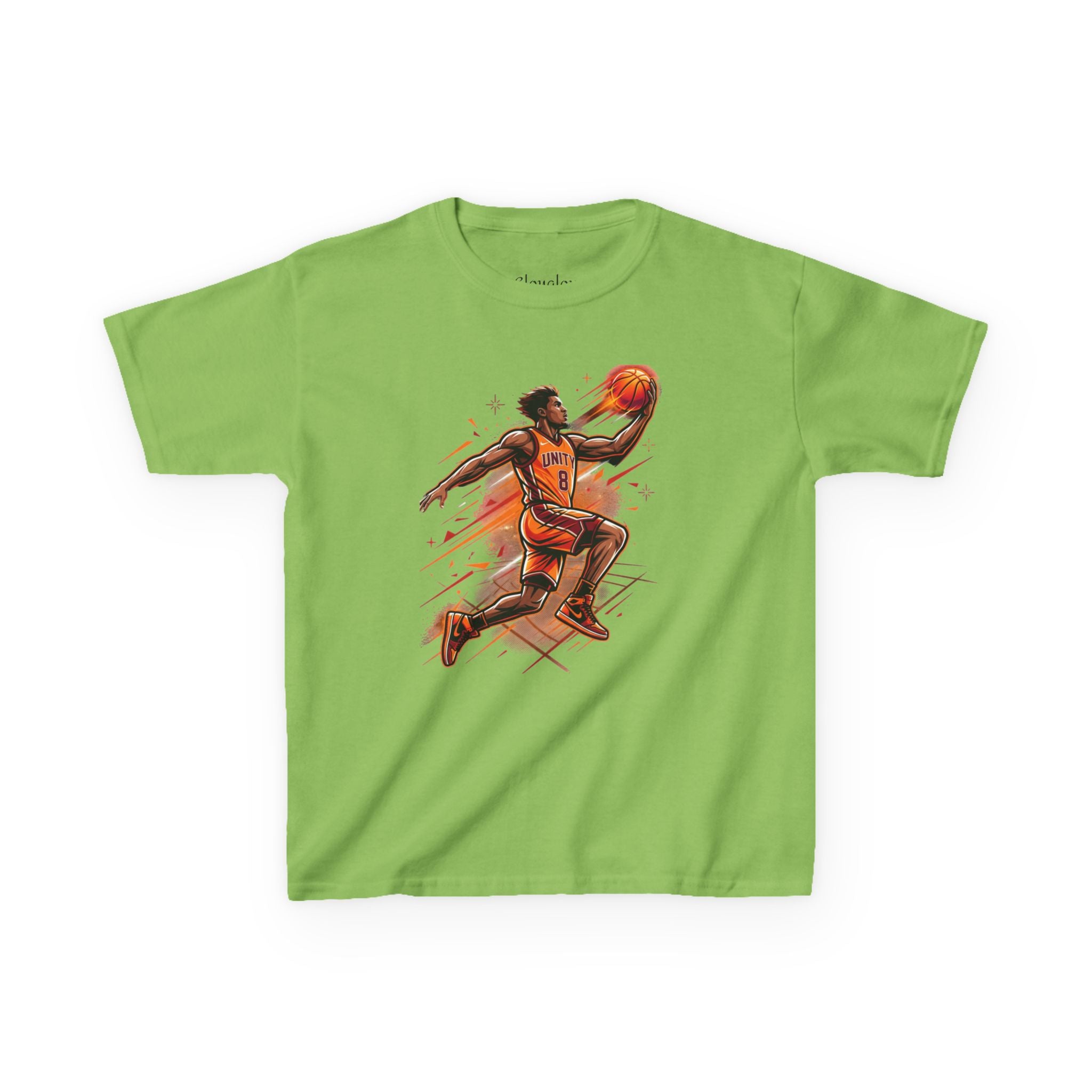 Kids Basketball Player Tee – Slam Dunk Illustration Kids T‑Shirt