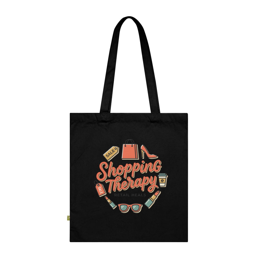 Shopping Therapy Organic Tote Bag — Retro Fashion Graphic Tote