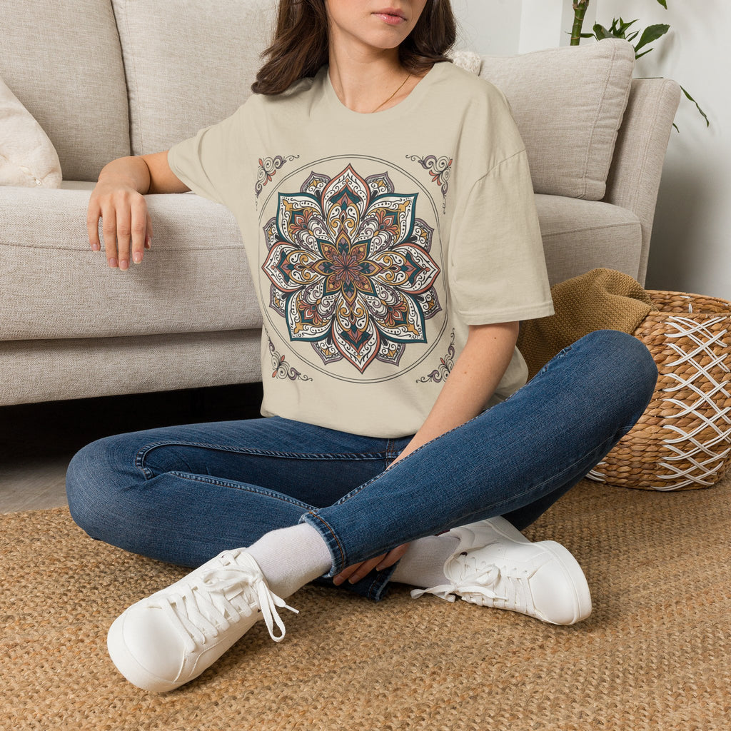 Mandala Floral T-Shirt — Boho Lotus Graphic Tee for Women & Men