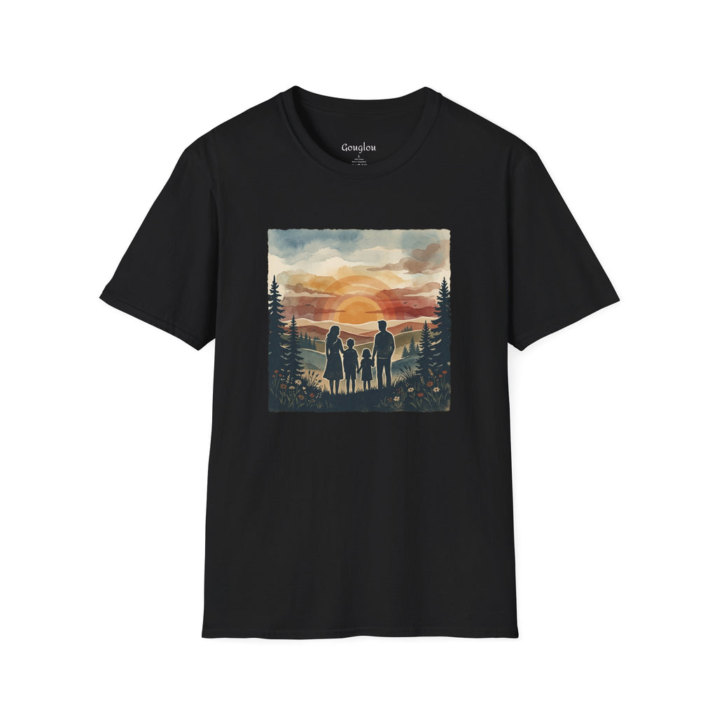 Family Sunset T‑Shirt — Silhouette Camping Sunset Graphic Tee