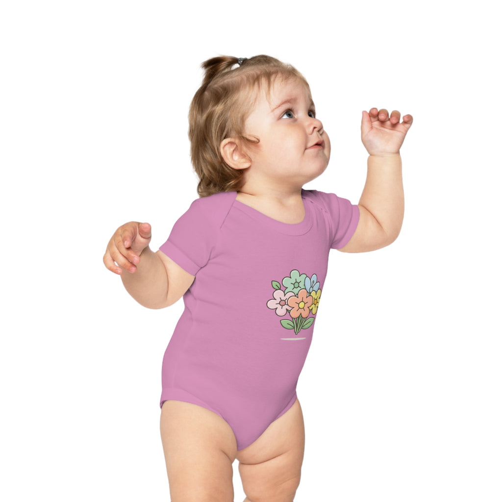 Floral Bouquet Baby Bodysuit — Cute Pastel Flowers Infant Onesie