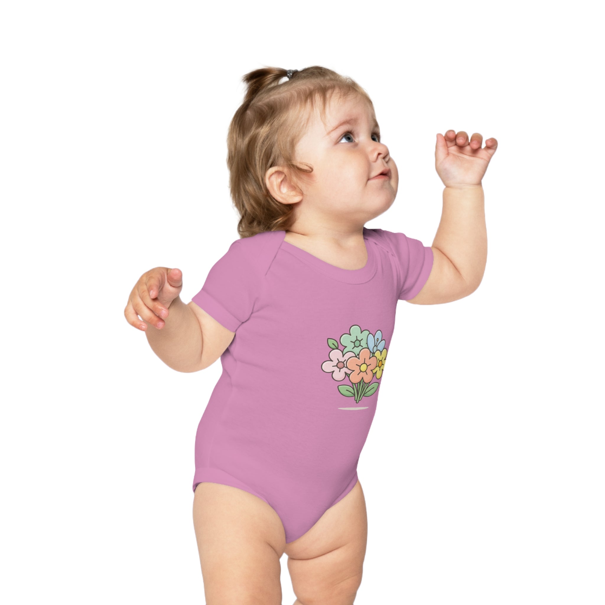 Floral Bouquet Baby Bodysuit — Cute Pastel Flowers Infant Onesie