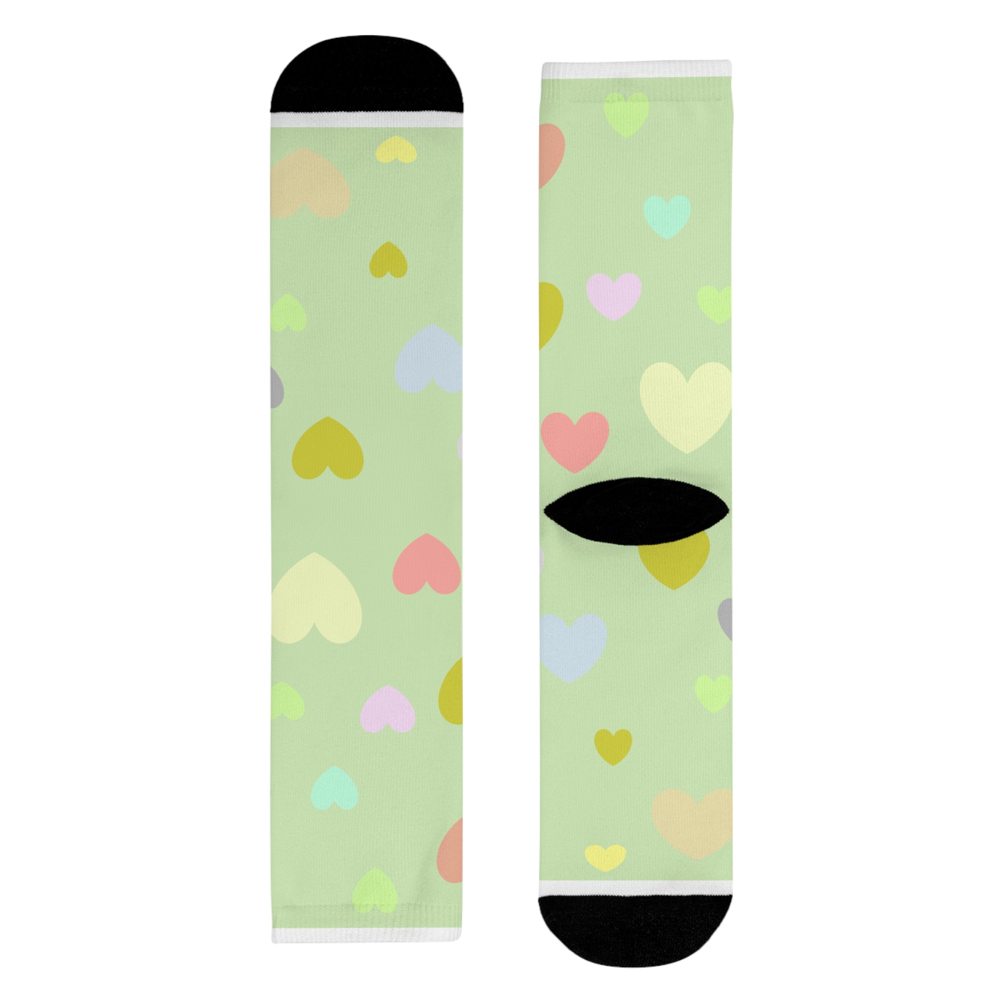 Pastel Heart Crew Socks — Cute Sublimation Socks for Women & Teens