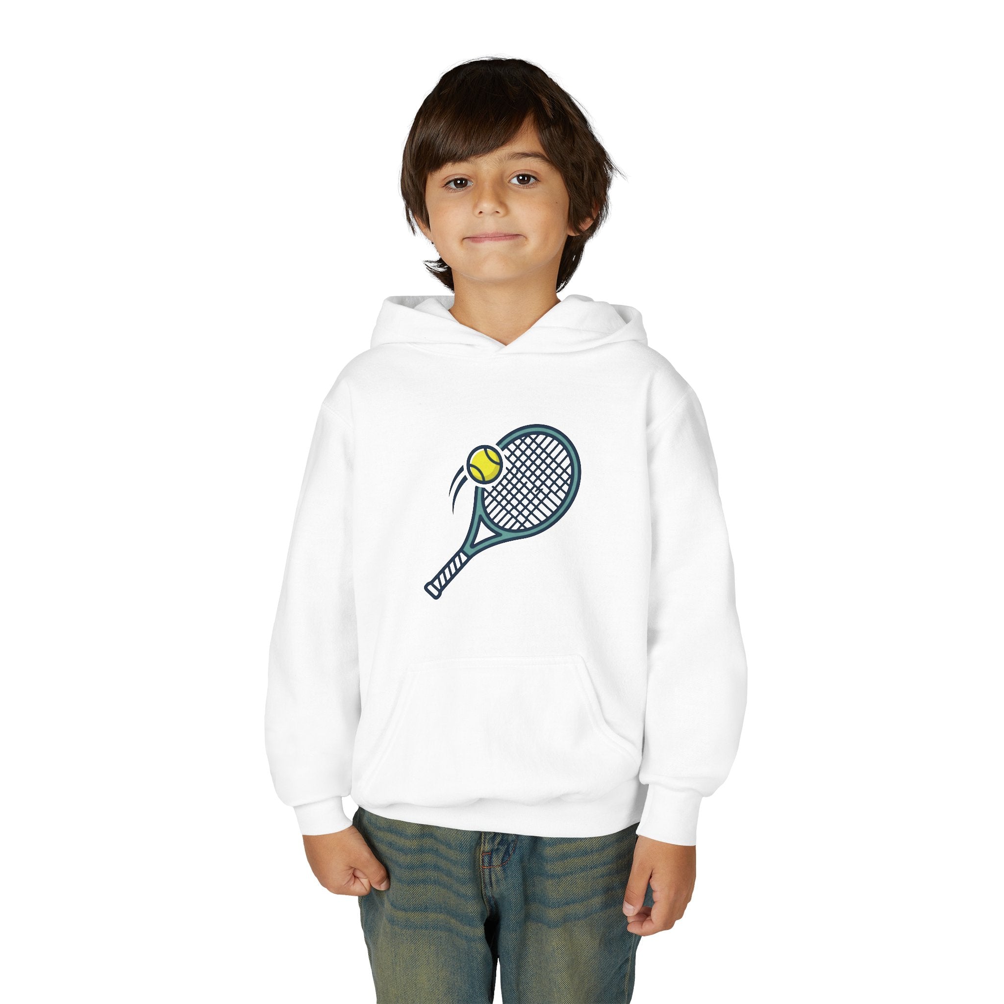 Youth Tennis Hoodie — Racket & Ball Graphic