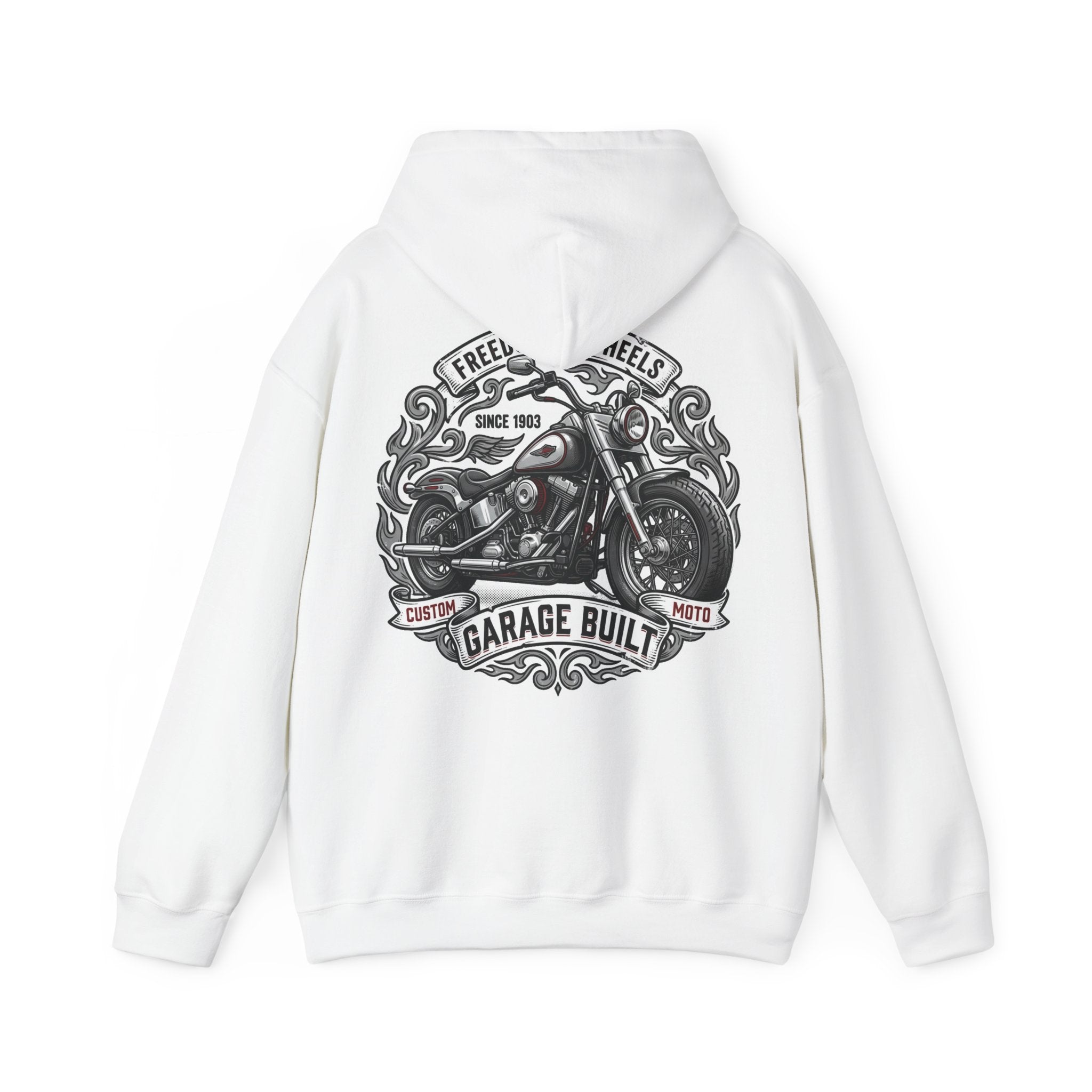 Garage Built Motorcycle Hoodie — Vintage Chopper Design