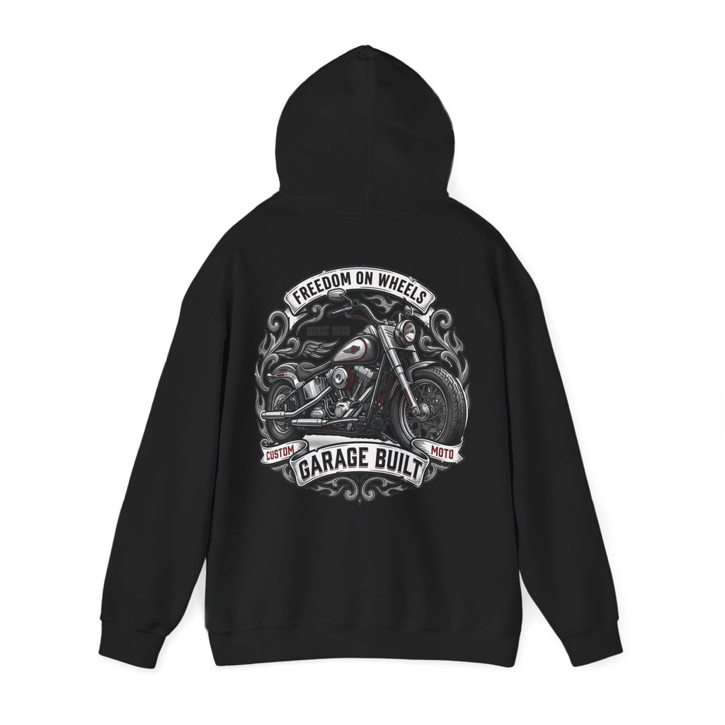 Garage Built Motorcycle Hoodie — Vintage Chopper Design
