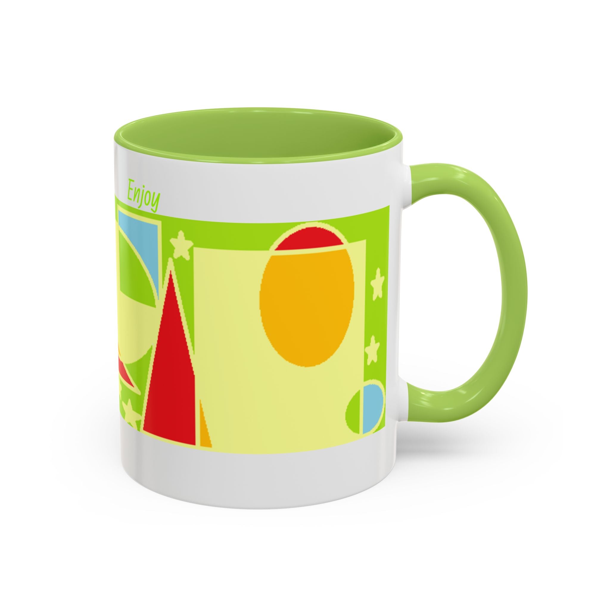 Bright Geometric Accent Coffee Mug — Retro Shapes Design