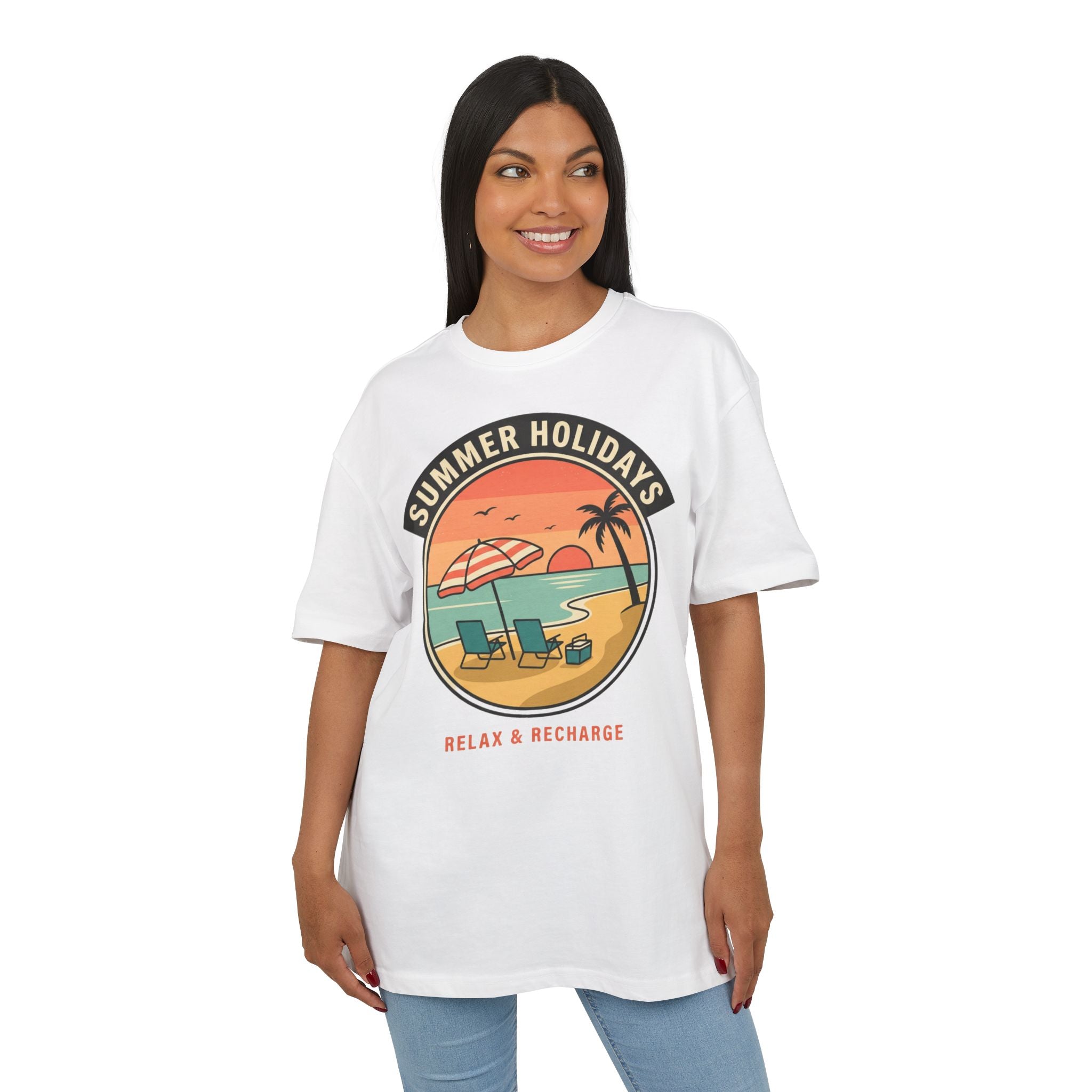T-Shirt — "Summer Holidays: Relax & Recharge" Beach Graphic Tee