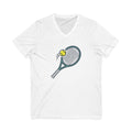 Tennis Racket & Ball V-Neck Tee — Casual Sporty Tee for Tennis Players