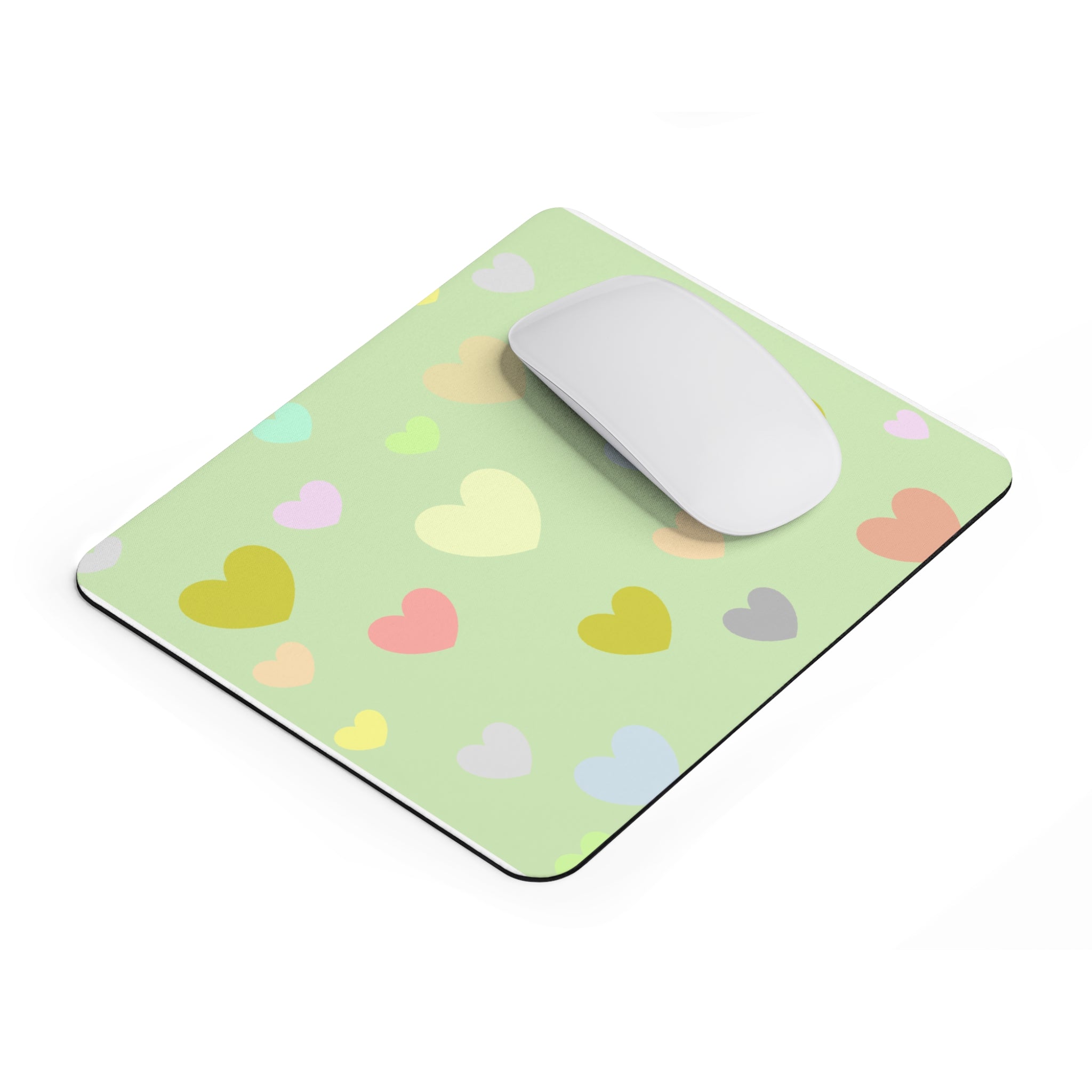Pastel Heart Mouse Pad — Cute Mint Desk Mat for Office & Home