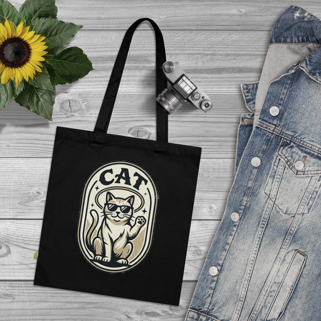 Cat Tote Bag — Cool Sunglasses Cat Organic Cotton Tote