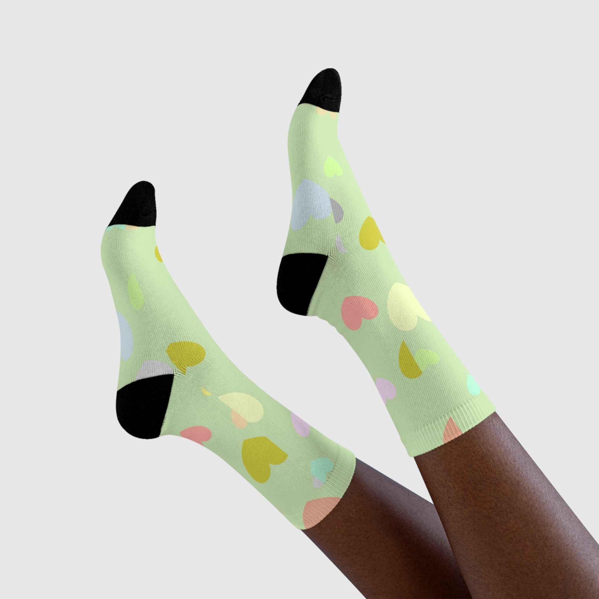 Pastel Heart Crew Socks — Cute Sublimation Socks for Women & Teens