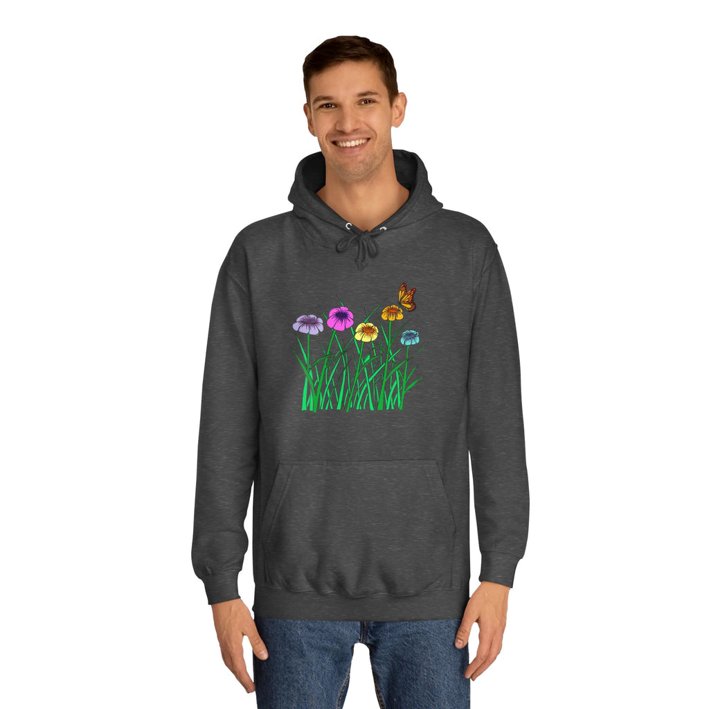 Floral Meadow Hoodie – Colorful Wildflowers & Butterfly Graphic