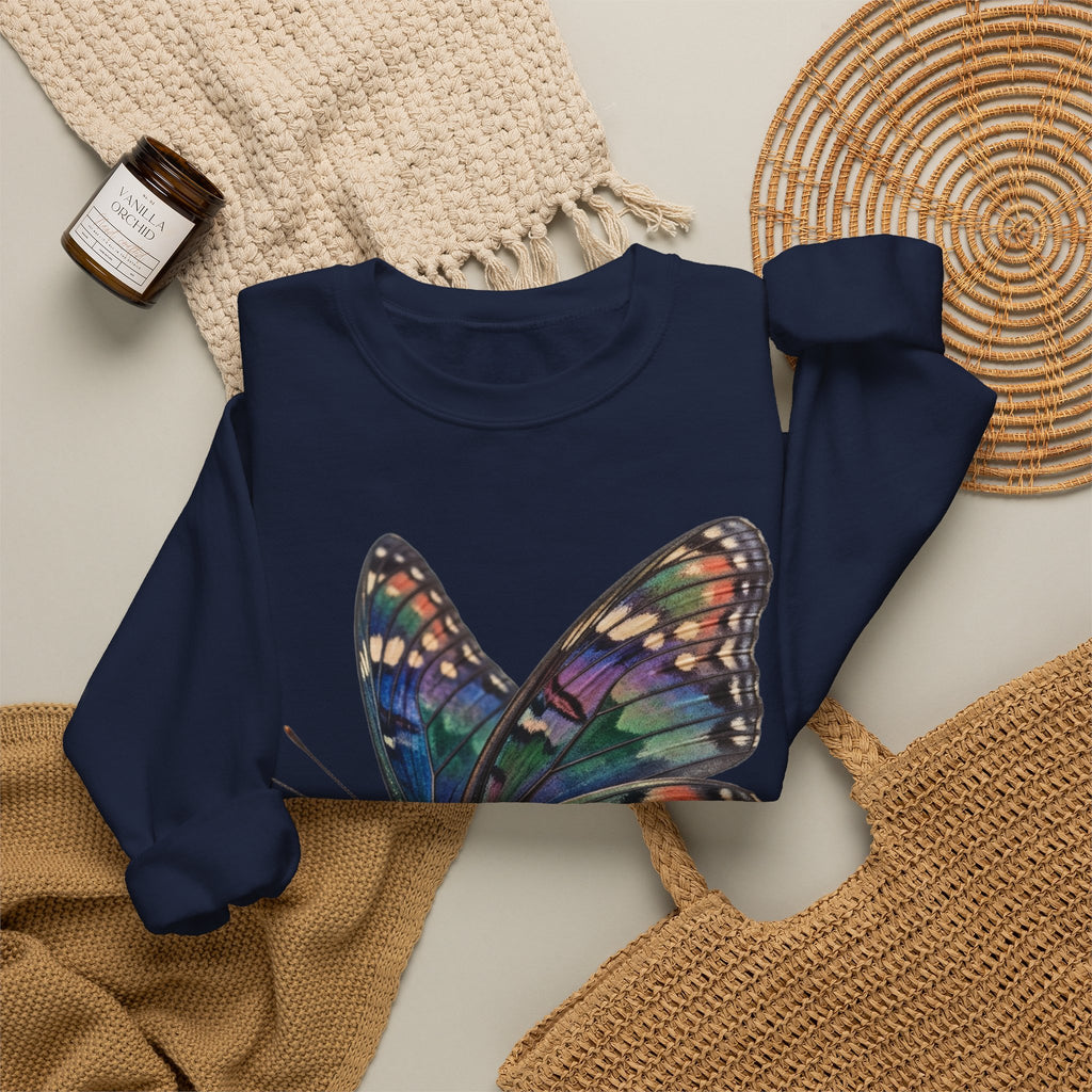 Butterfly Graphic Sweatshirt – Colorful Prism Wings Crewneck