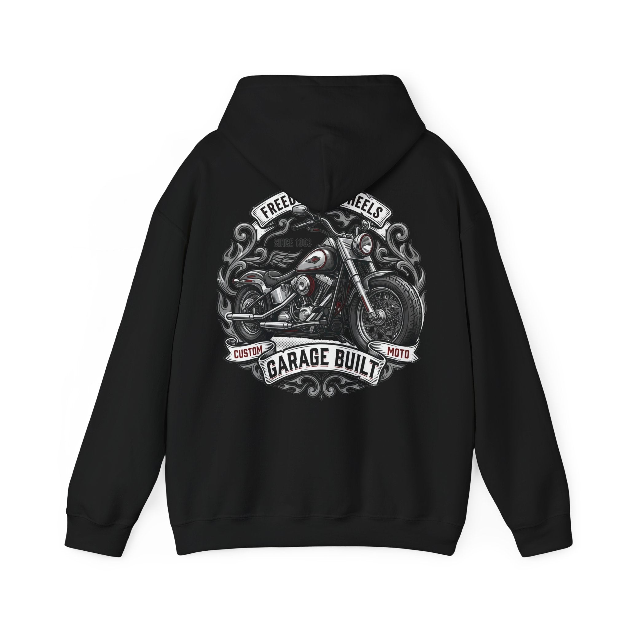 Garage Built Motorcycle Hoodie — Vintage Chopper Design