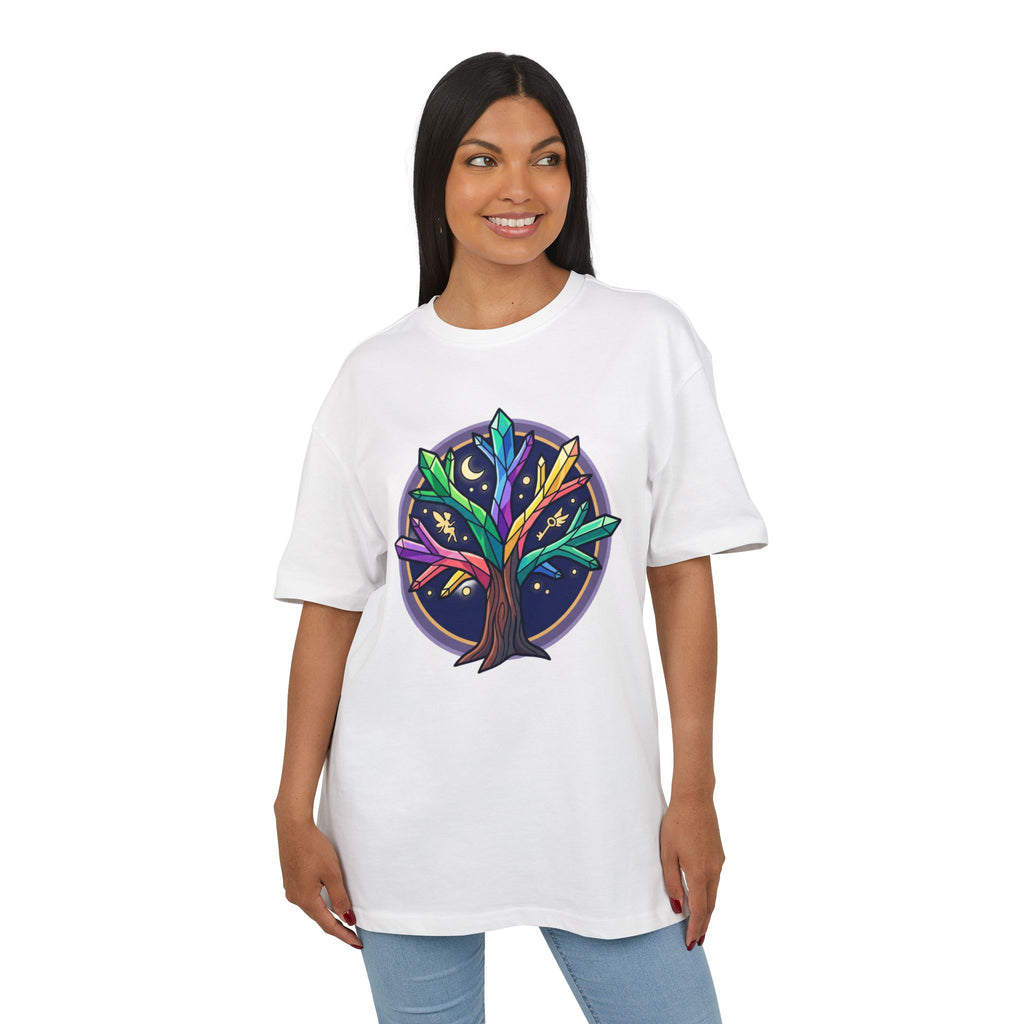 Crystal Tree Graphic Tee — Mystical Gemstone Nature Shirt