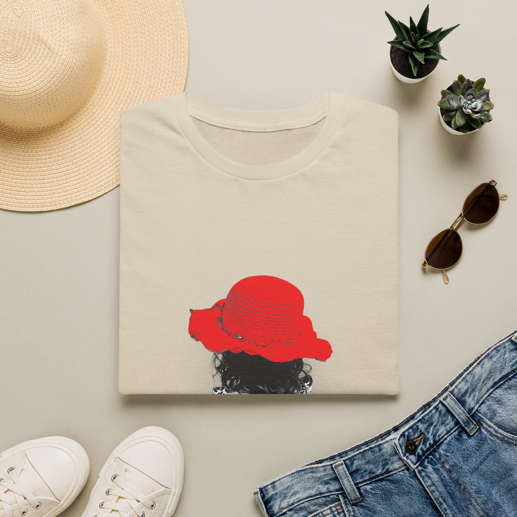 Red Hat Silhouette T-Shirt — Retro Chic Beach Vibes