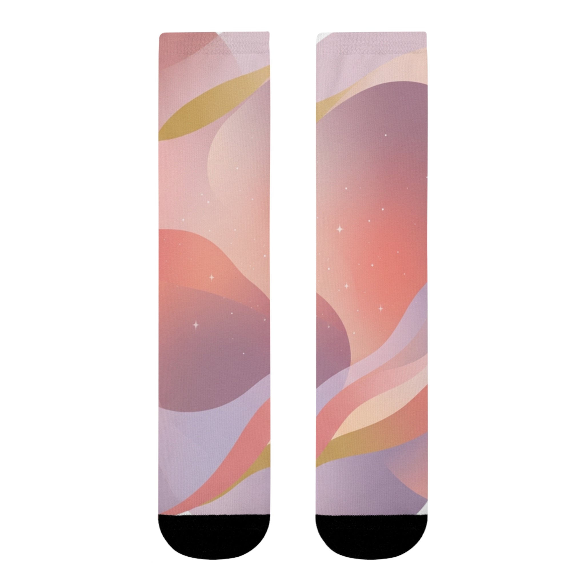 Abstract Pastel Wave Crew Socks — Pink Artistic Sublimation Socks