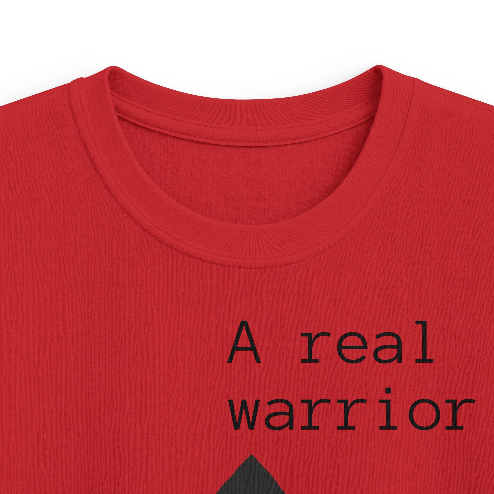 Kids Tee — "A Real Warrior" Spartan Helmet Graphic