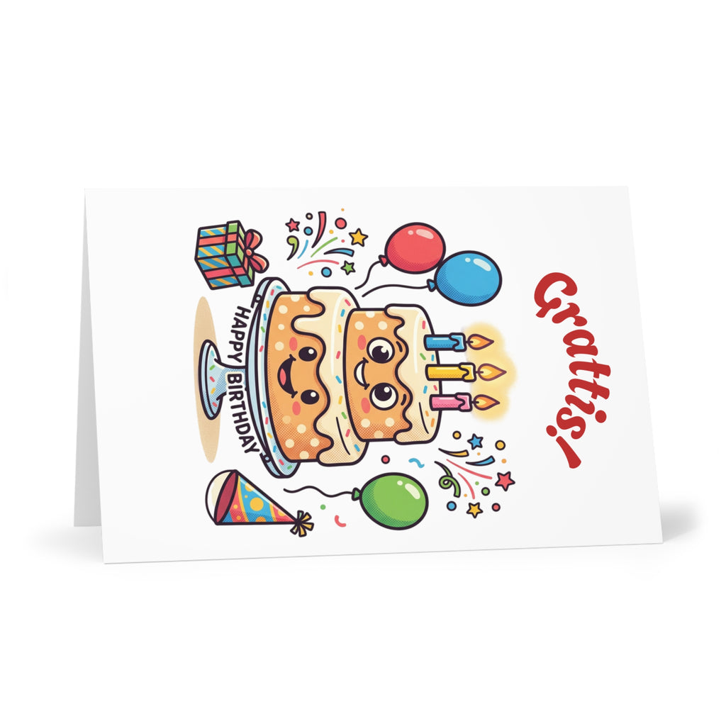 Birthday Cake Greeting Cards – Cute Kawaii Birthday Card Set (7 pcs)