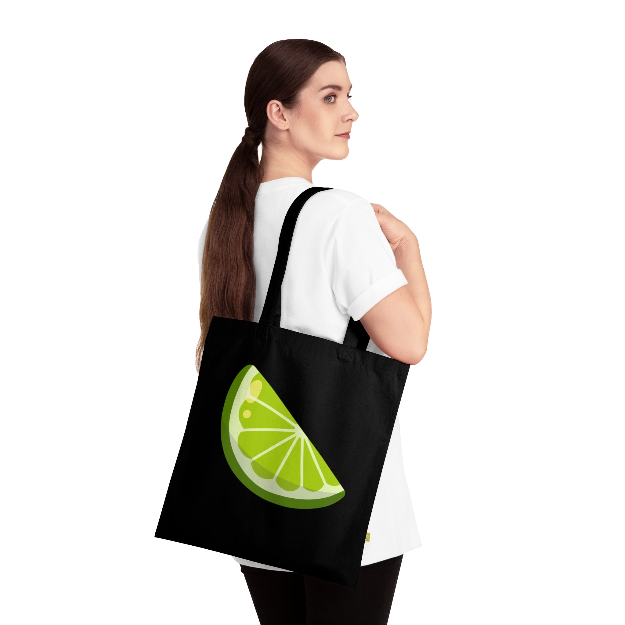 Lime Slice Organic Cotton Tote Bag — Bright Citrus Eco Market Bag