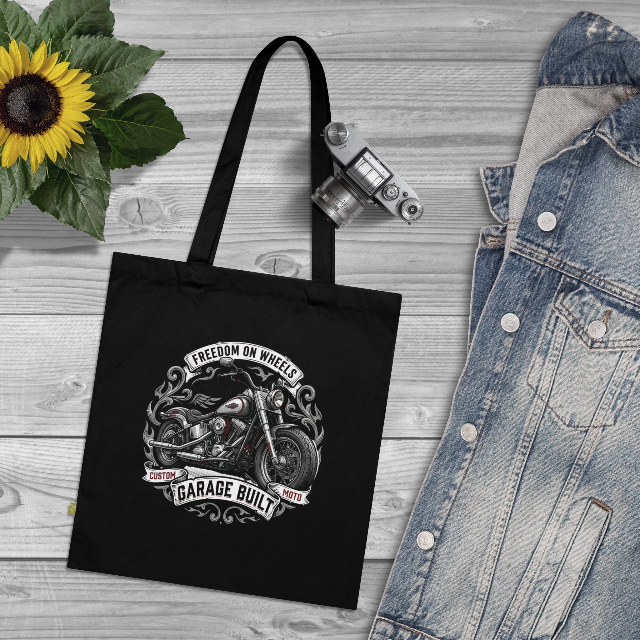 Tote Bag — Garage Built Motorcycle "Freedom on Wheels" Organic Cotton Tote