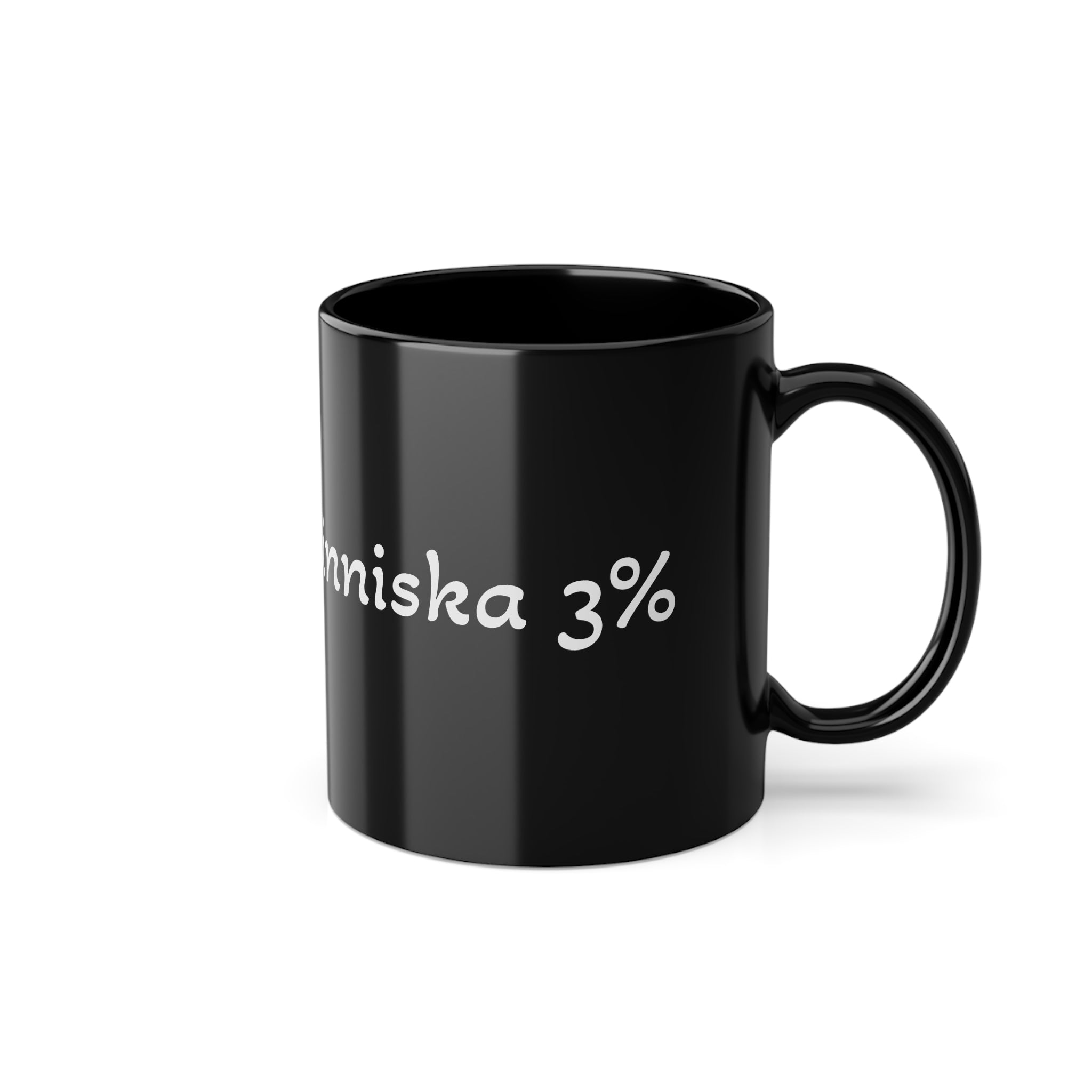 Black 11oz Coffee Mug — 'människa' Swedish Text Ceramic Cup, Funny Minimalist Gift for Coffee Lovers