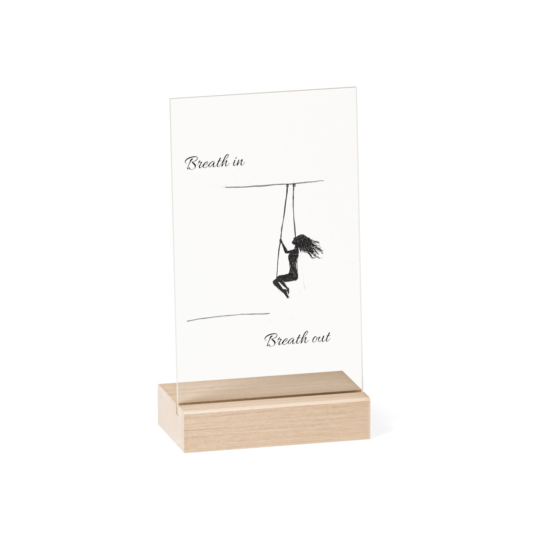 Acrylic Sign — "Breath In, Breath Out" Minimalist Desk Art