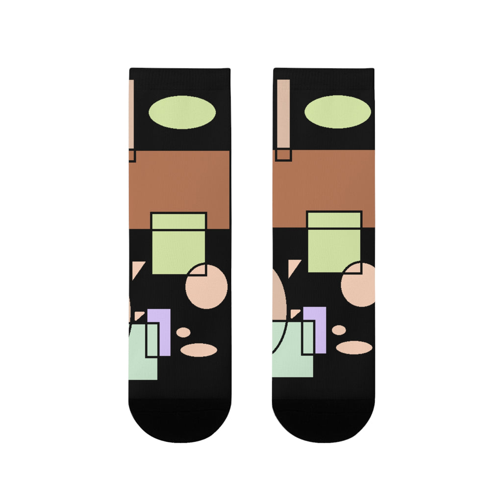 Abstract Geometric Crew Socks — Retro Shapes Sublimation Socks
