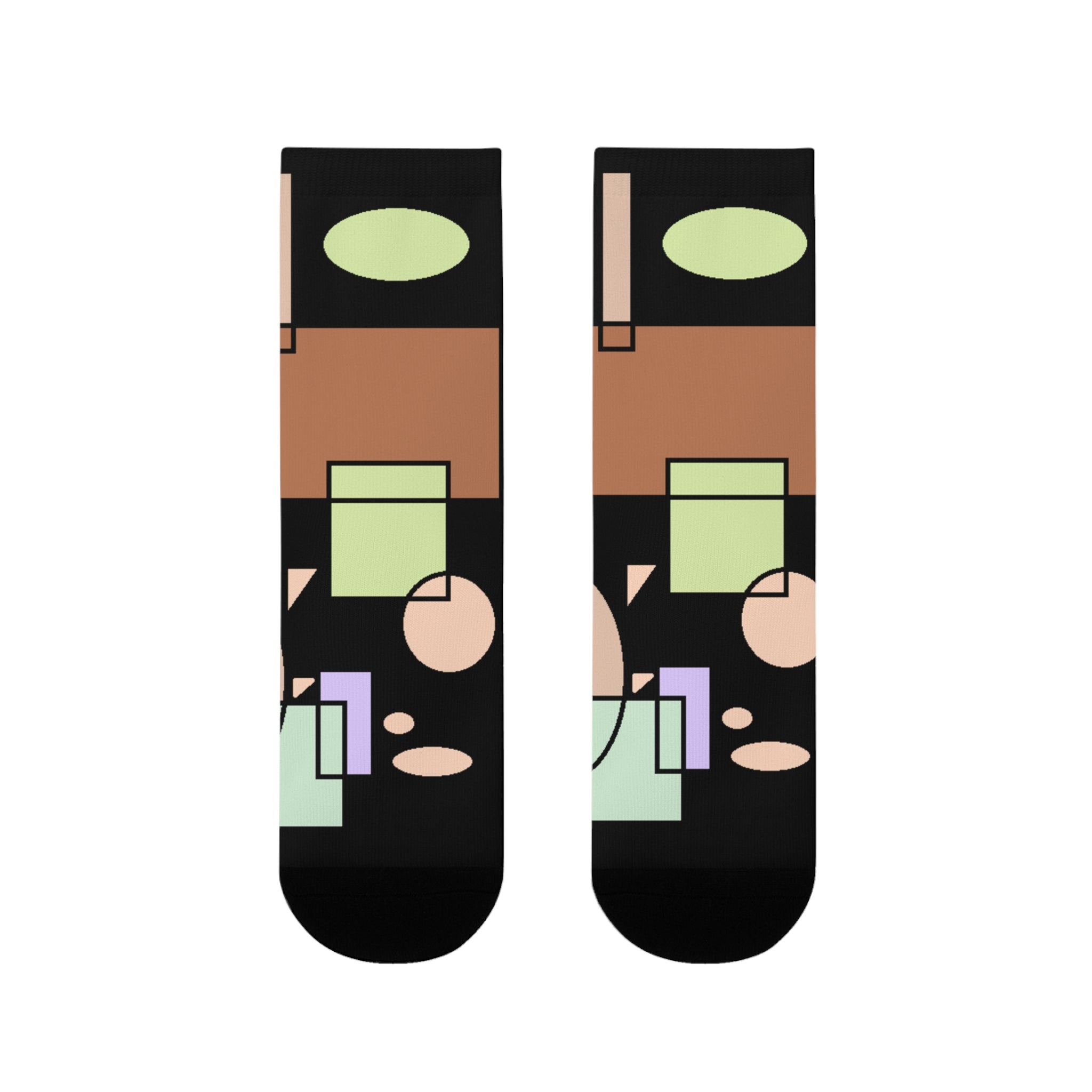 Abstract Geometric Crew Socks — Retro Shapes Sublimation Socks