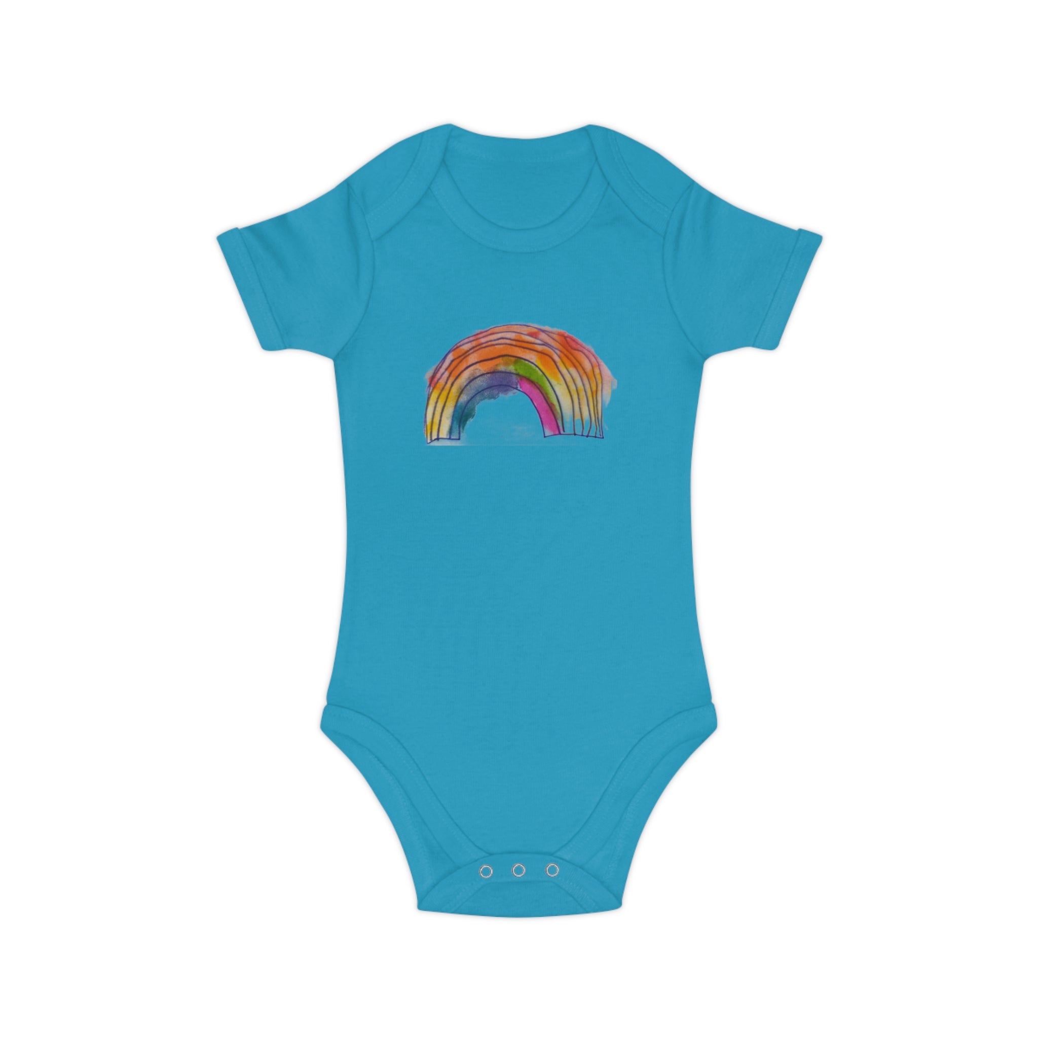 Baby Bodysuit with Watercolor Rainbow – Combed Cotton Infant One-Piece