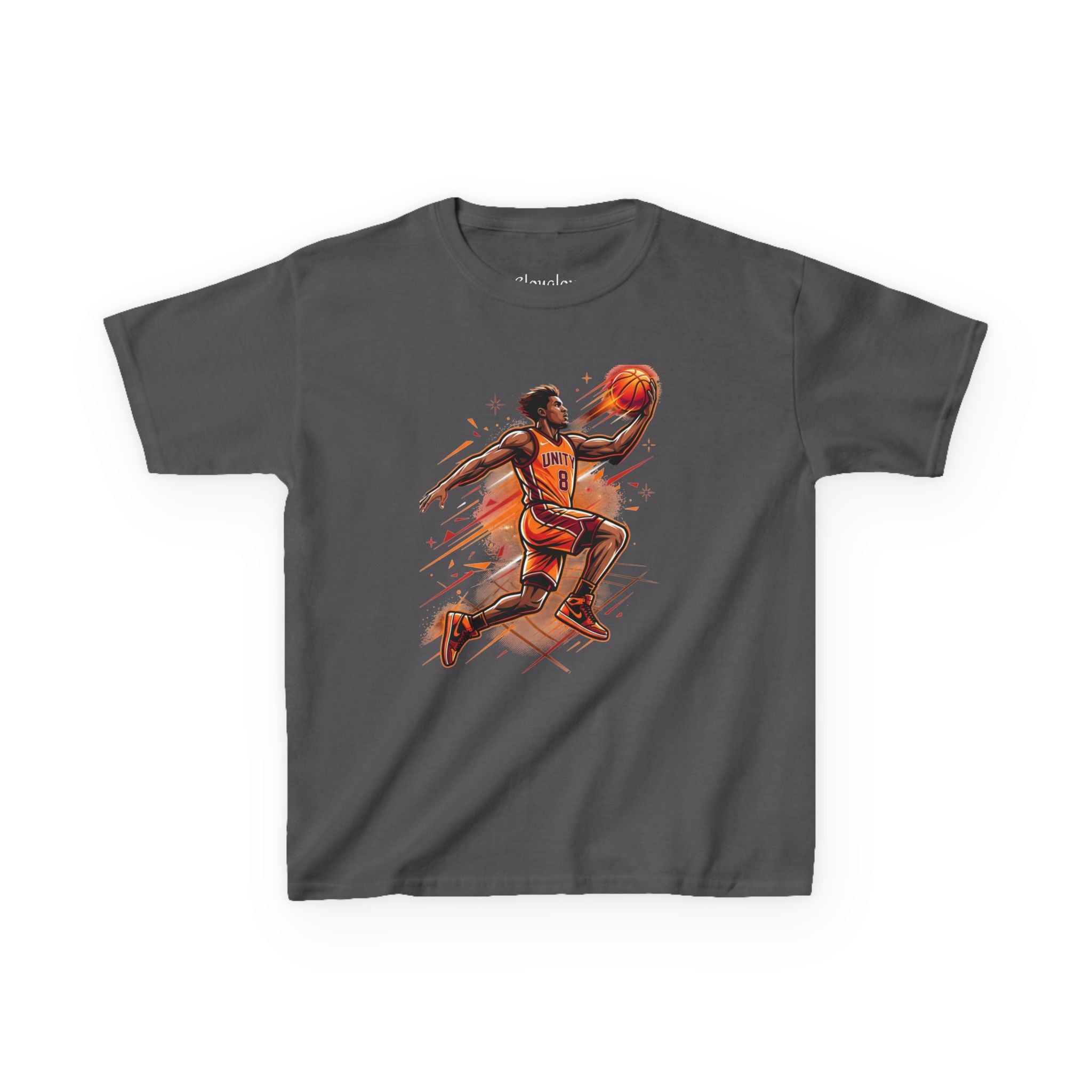 Kids Basketball Player Tee – Slam Dunk Illustration Kids T‑Shirt