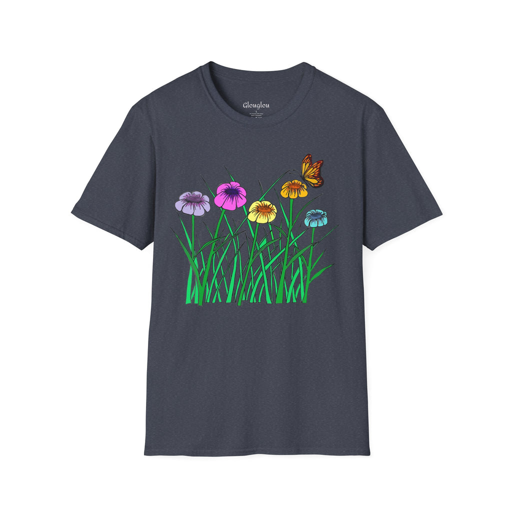 Floral Butterfly Garden T-Shirt — Colorful Wildflower Tee
