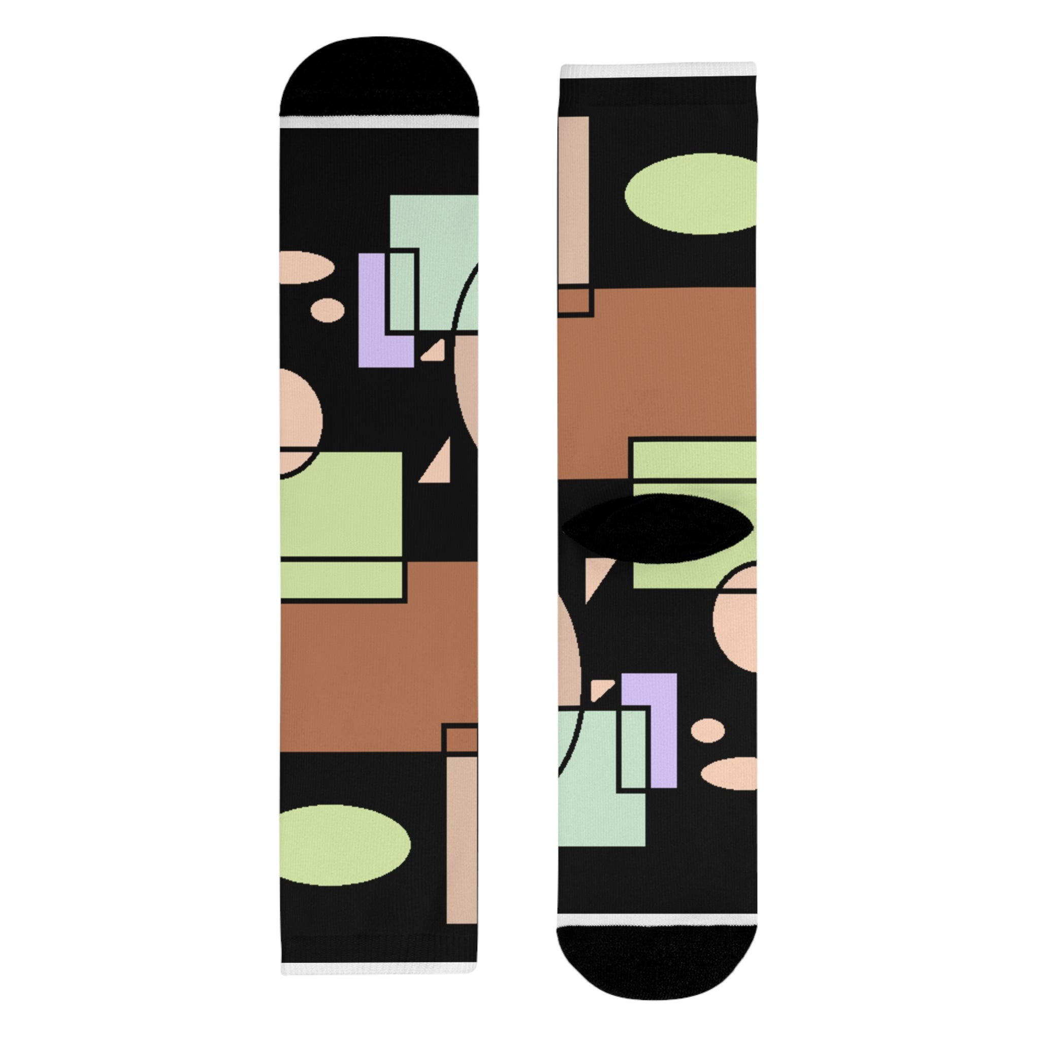 Abstract Geometric Crew Socks — Retro Shapes Sublimation Socks