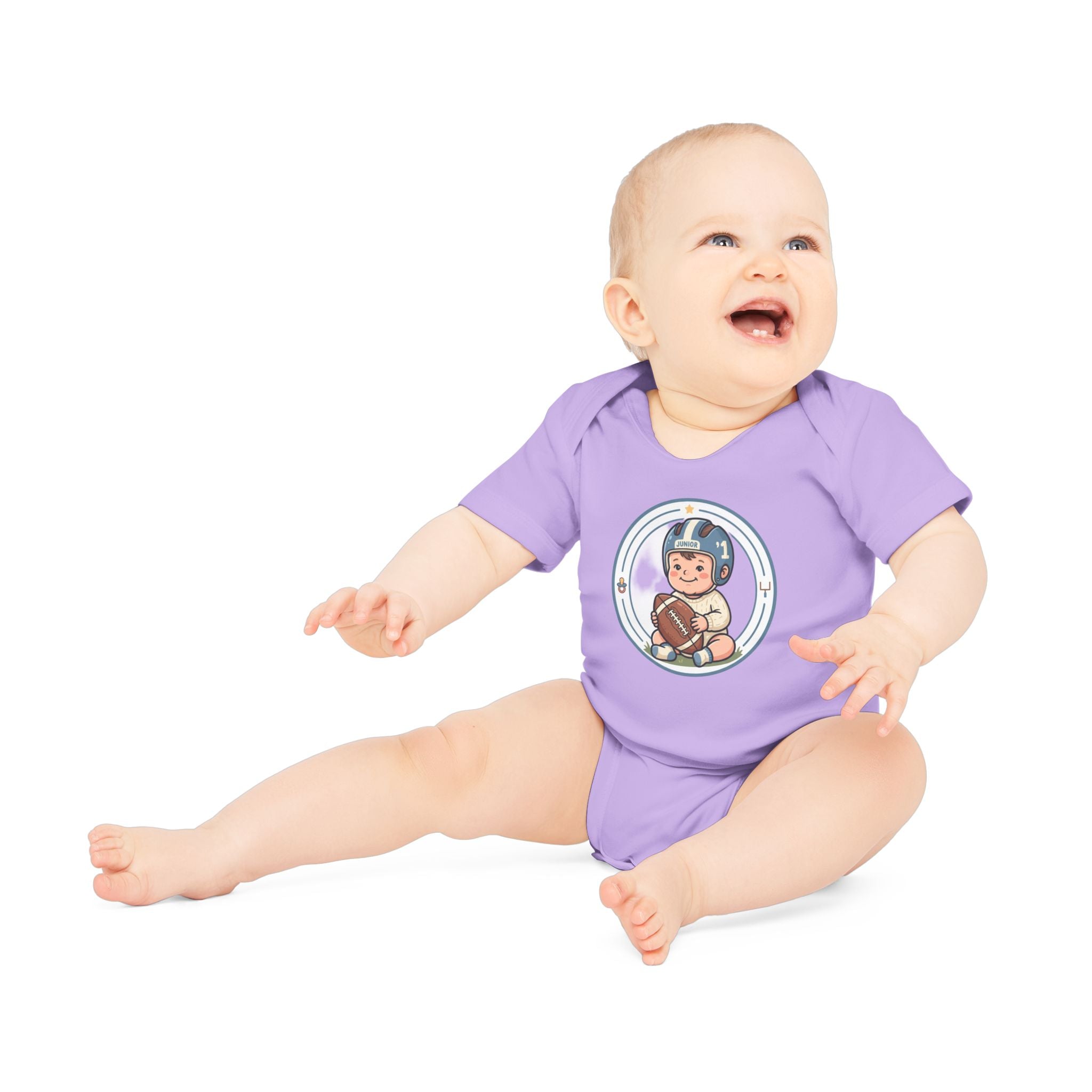 Baby Bodysuit — Cute Retro Football Baby Onesie (Helmet & Ball)