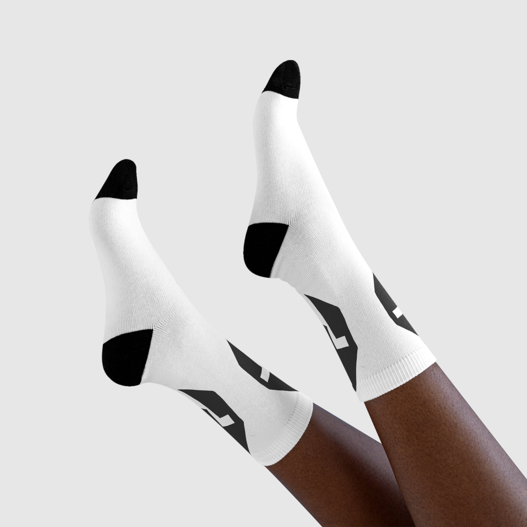 Spartan Shield Crew Socks — Black Logo Sublimation Athletic Socks