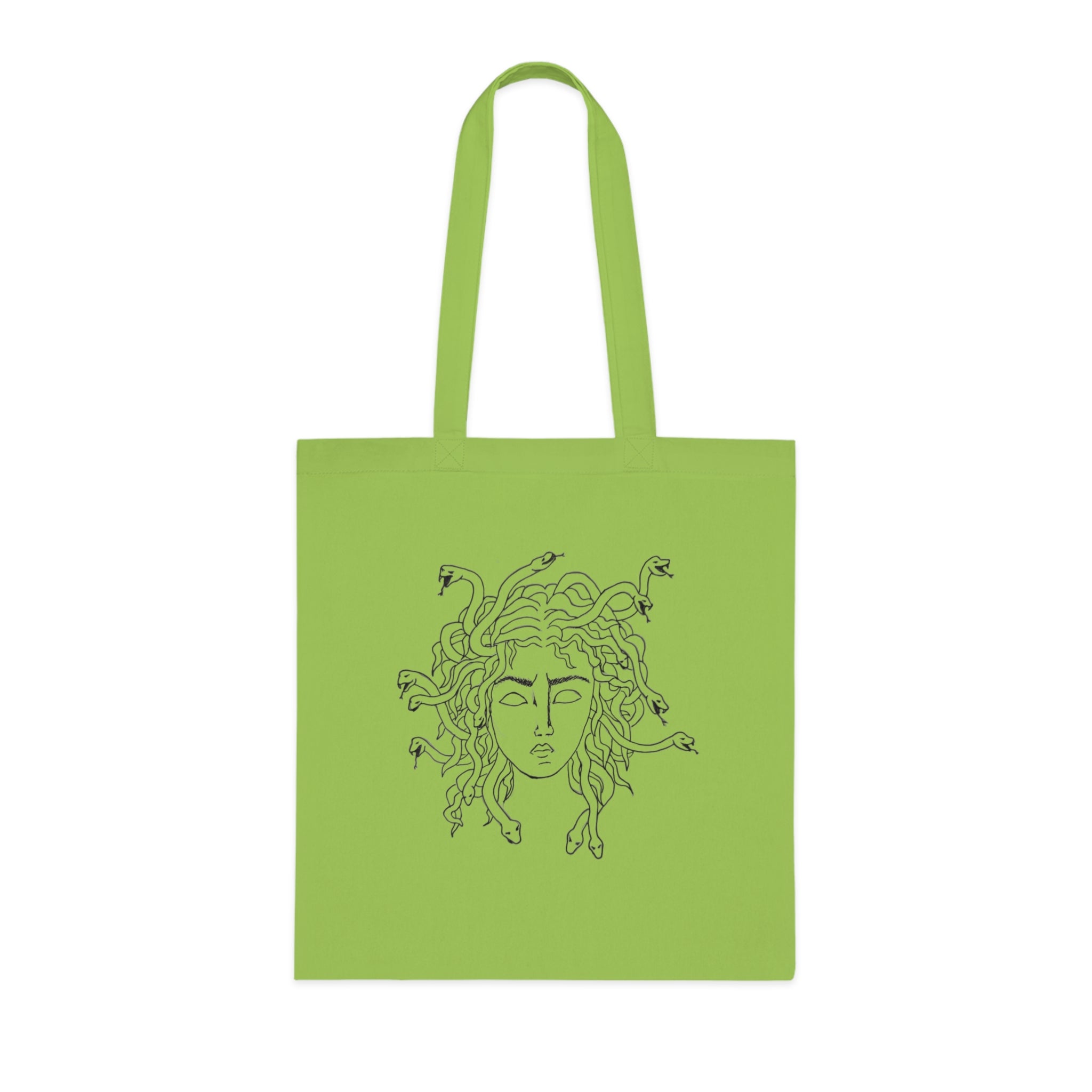 Medusa Line Art Cotton Tote Bag – Mythical Greek Goddess Illustration