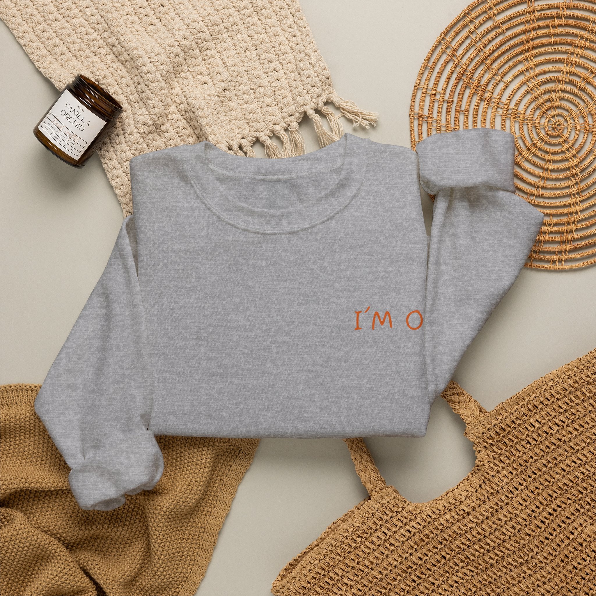 Crewneck Sweatshirt — 'I’m OK' Palm Sunset Graphic