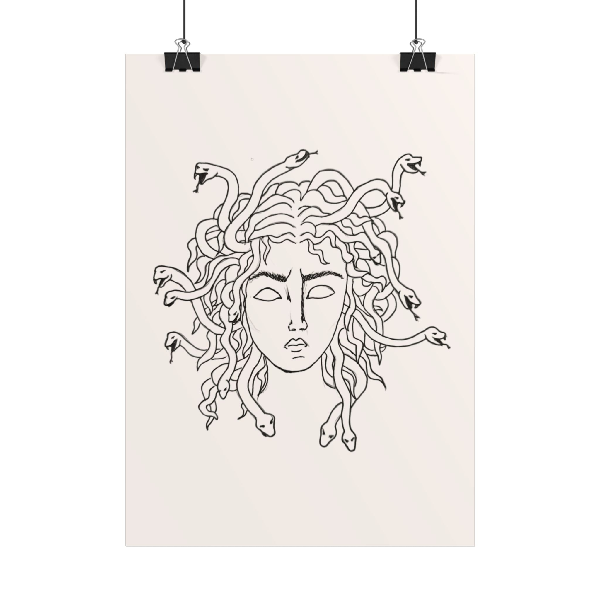 Medusa Line Art Poster — Minimal Mythological Wall Art