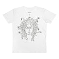 Medusa Line Art V-Neck Men’s Tee — Mythical Snake Hair Graphic Shirt