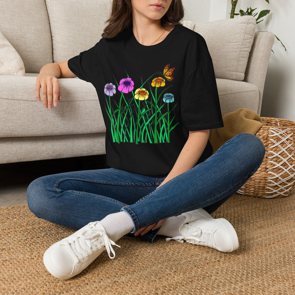 Floral Butterfly Garden T-Shirt — Colorful Wildflower Tee
