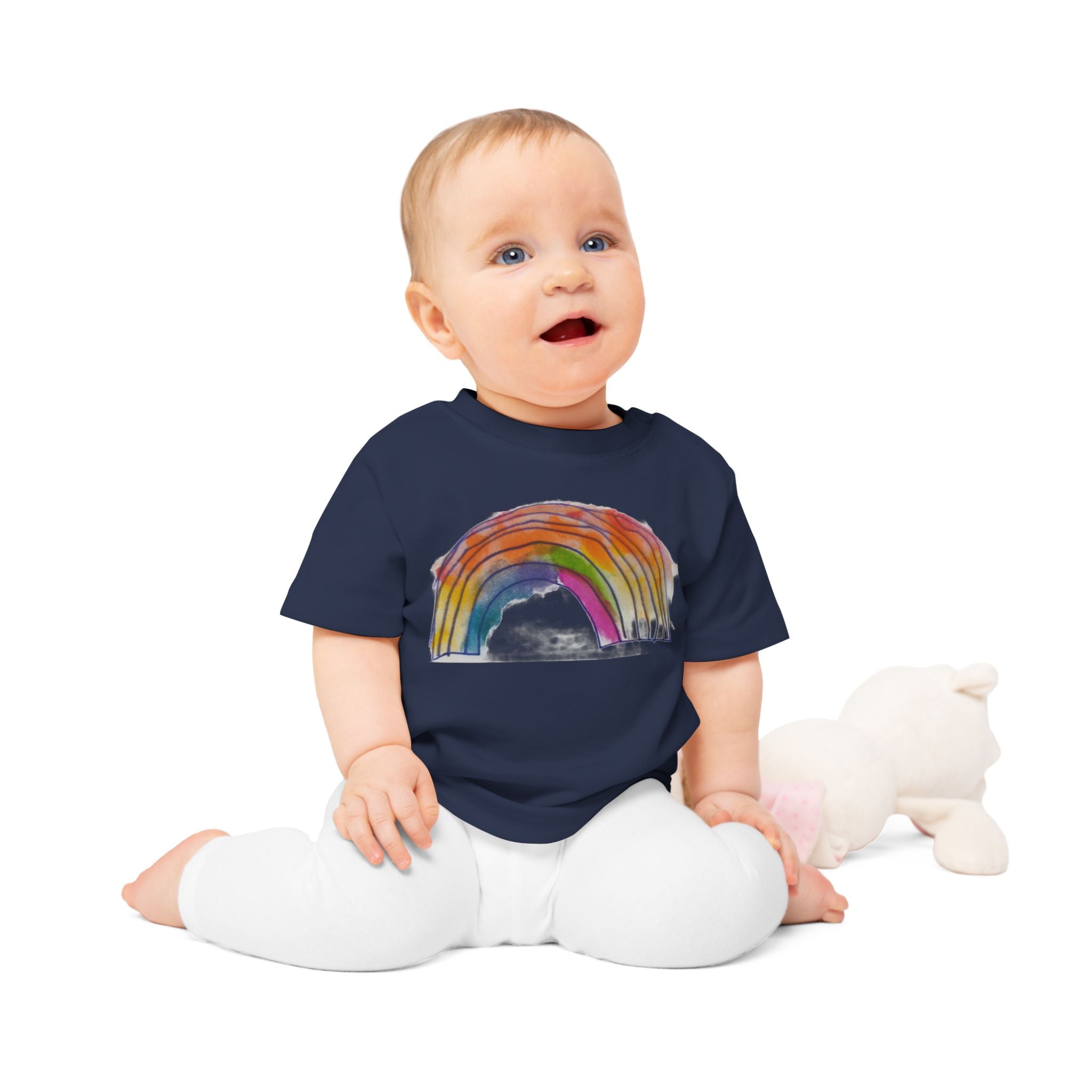 Baby T-Shirt — Hand-Drawn Watercolor Rainbow Toddler Tee